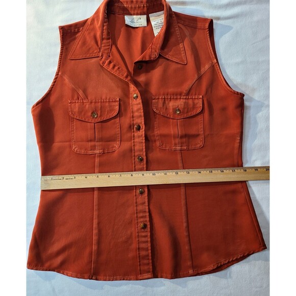 Kathie Lee Orange Button Down Tank Top Size Small Sleeveless Blouse - Picture 5 of 5